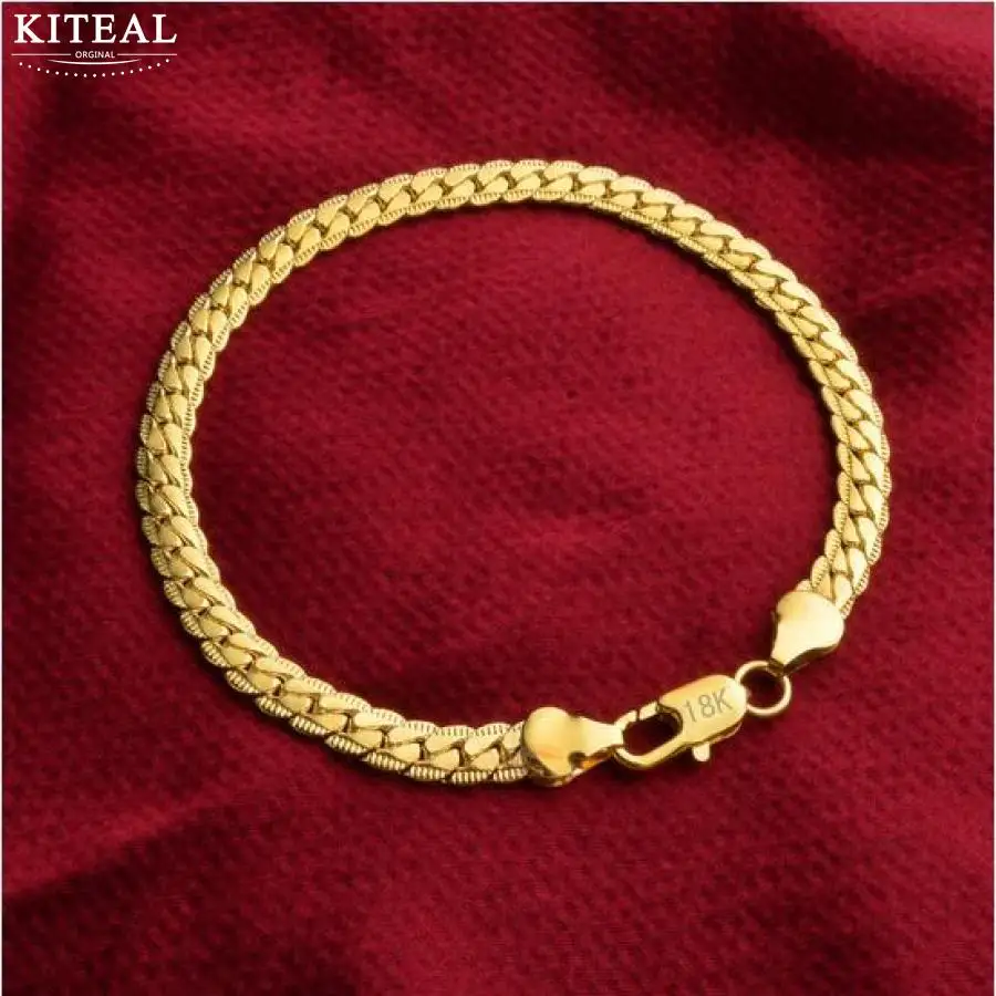 

KITEAL Fashion Design Gold color Perfume women bracelets 5mm 20cm Flat chain link chain pulseras mujer charm
