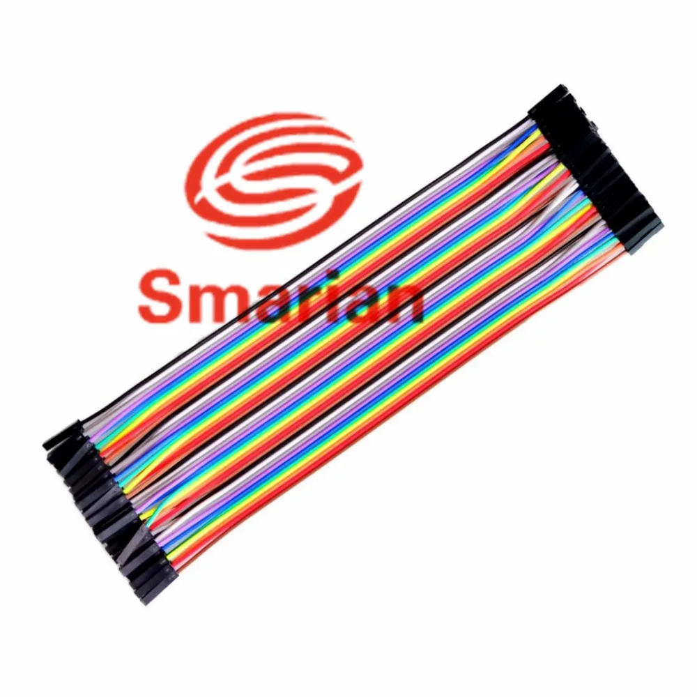 Smarian 40 шт./лот 20 см 2 54 мм 1p-1p контактный разъем Мама-мама цветной макетный кабель