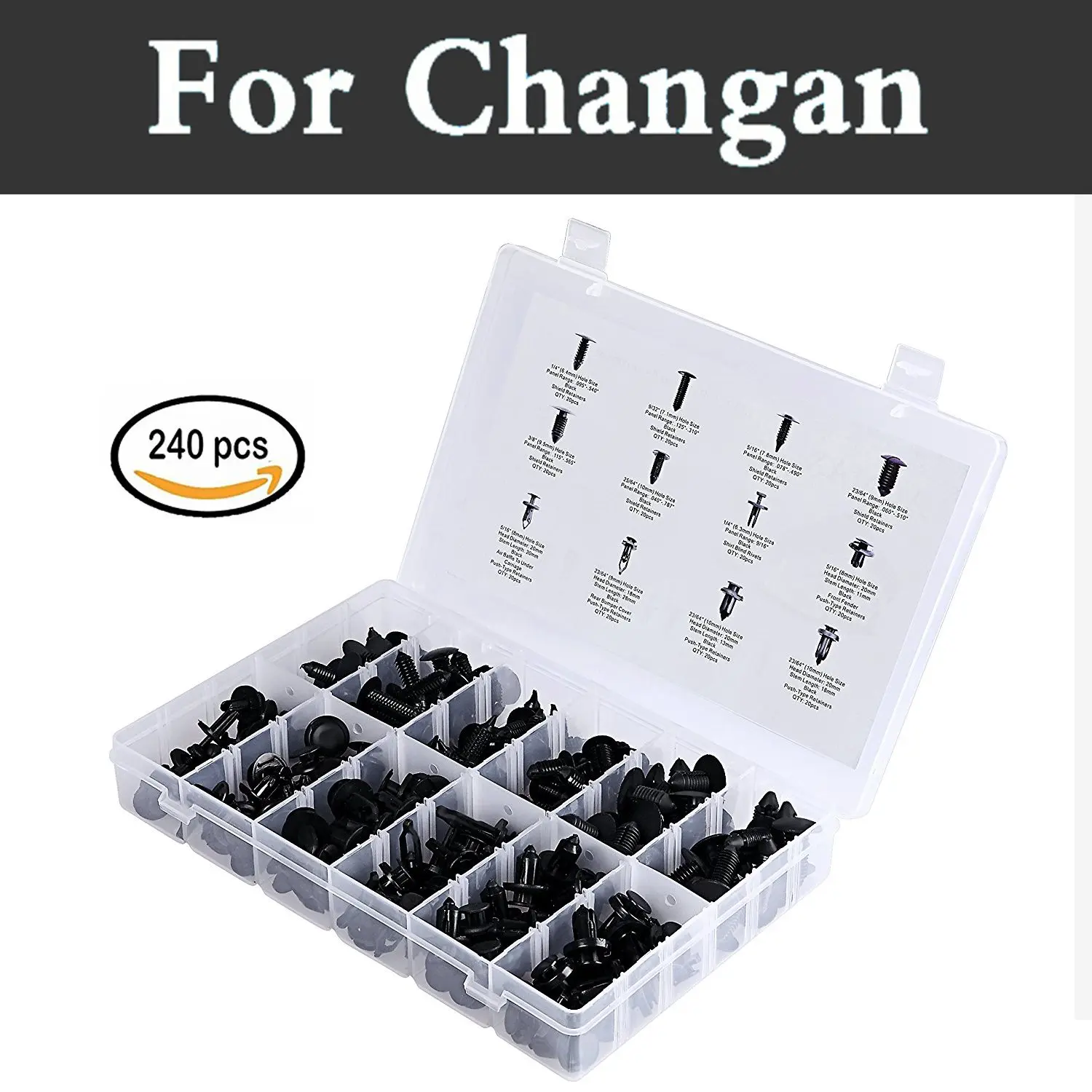 

240pcs 12 Push Clips Retainer Retainer Kit Set Fastener Remover Set Rivets For Changan Benni Cs35 Cs75 Eado Raeton Z-Shine
