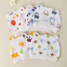 Детская шапка с мультяшным цветочным принтом; Милая шапка для новорожденных мальчиков и девочек; Шапка-бини с заячьими ушками; теплые детские шапки на осень и весну