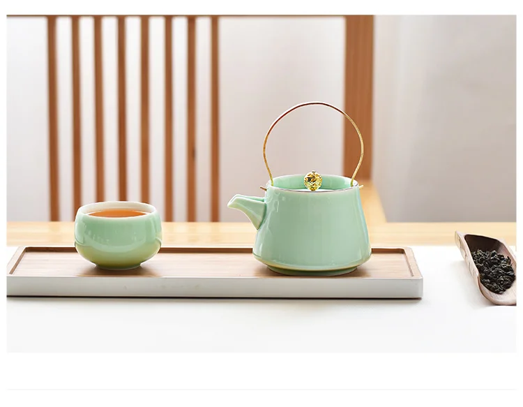 Celadon bolster pot кунг-фу чайник заварник с одним пивоварением креативный японский цветок 210 мл