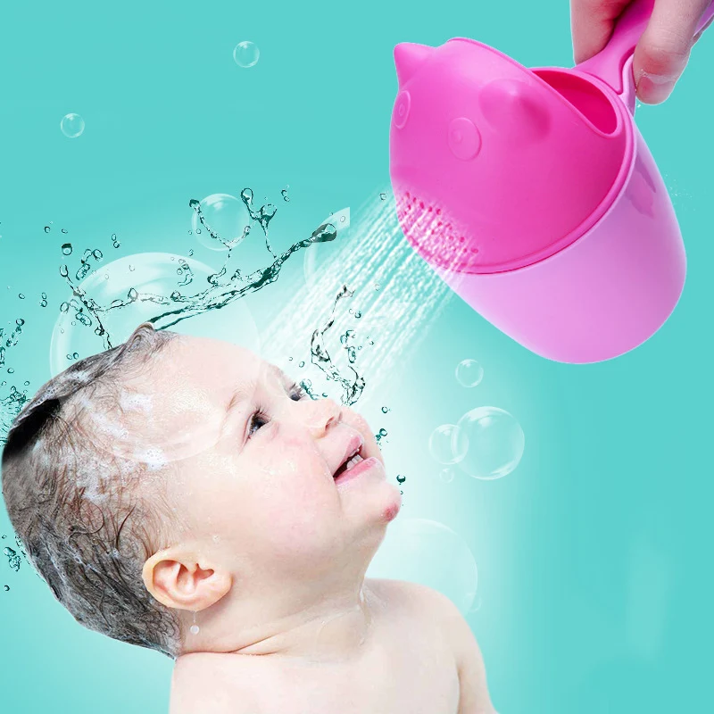 

1Pcs Creative Practical Baby Cartoon Bear Bathing Shower Shampoo Cup Baby Shower Water Spoon Wash Cup Flusher Bathroom Accessory
