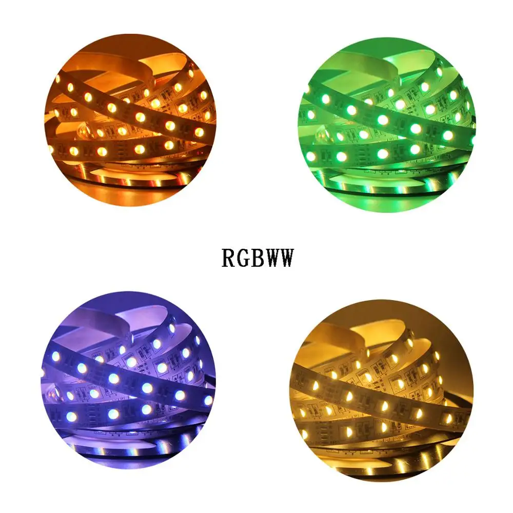 Светодиодная лента 12 мм PCB RGBCCT 5050 В/24 В 4 в 1 5 цветов чипы RGB + WW CW 60 светодиодов/м