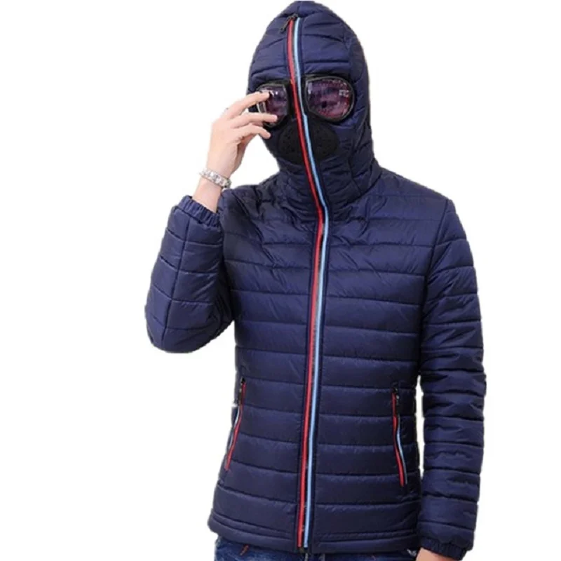 

Halloween Wear Winter Jackets And Coats With Glasses New Design Windbreaker Hooded Dust-proof Parka Thick Warm Outwear Men 312#