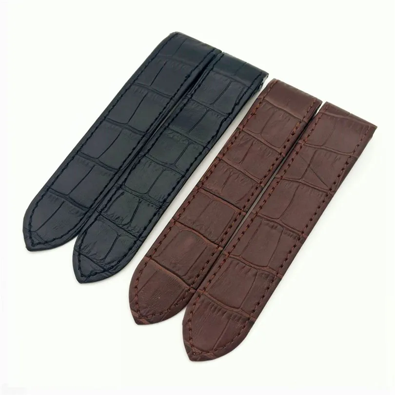 

20mm 23mm Men Women Handmade Genuine Leather Watches Strap Band For SANTOS 100 Chronograph Black Brown Watchband