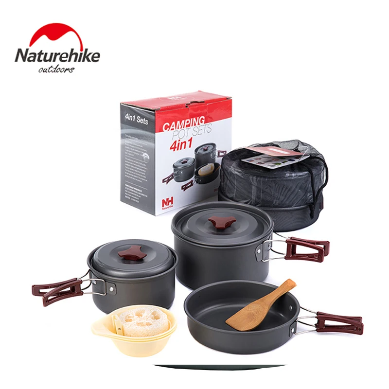 

Naturehike Outdoor Tableware Camping Hiking Cookware Set 4 in 1 Picnic For 2-3 Person NH15T203-G