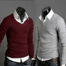 Свитера, пуловеры Для мужчин мужские брендовые Повседневное тонкие свитера Для мужчин, Декоративные значки хеджирования v-образным вырезом Для мужчин свитер