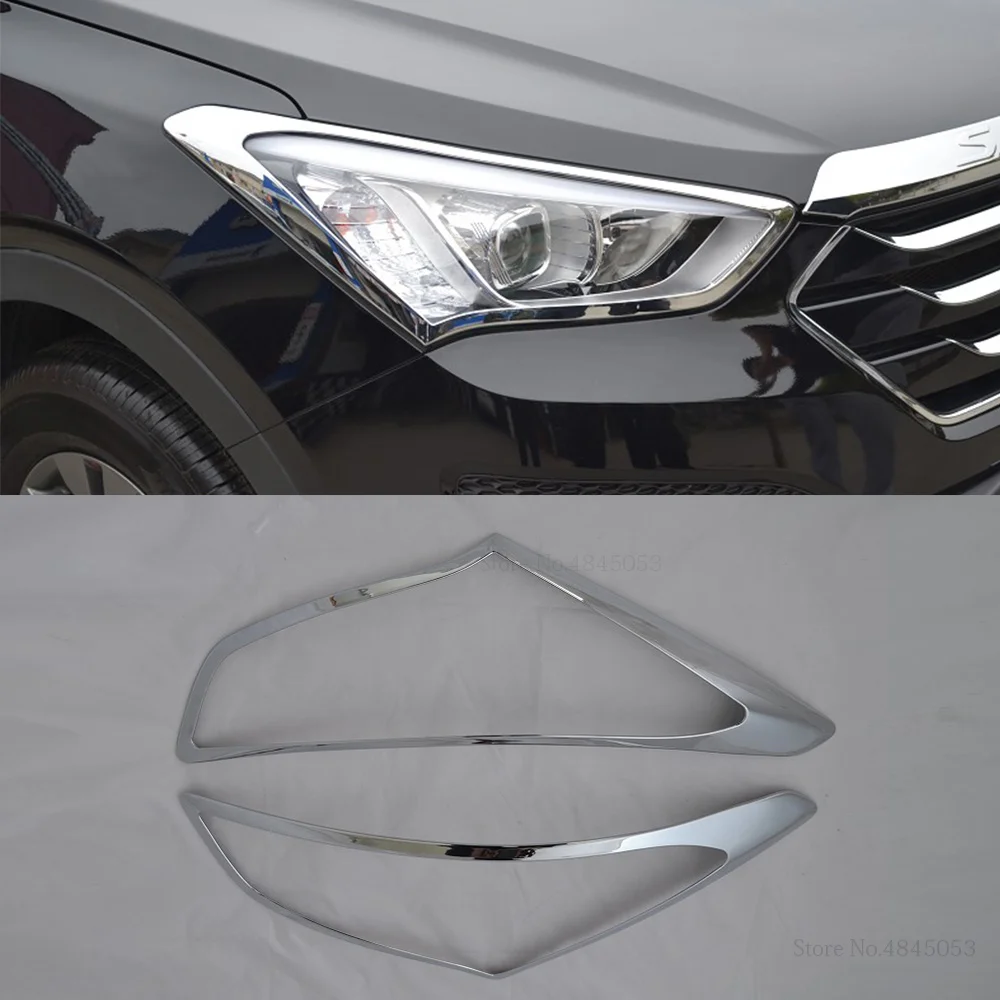 AITWATT For Hyundai Santa Fe ix45 2013 2014 2015 ABS Chrome Front Lamp Cover Headlight Frames Protector Car Styling 2Pcs | Автомобили и