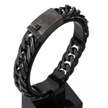 Granny Chic Christmas Gift New Matte Black Stainless Steel Men bracelet Trendy Style 22cm 13/16mm Bracelet Boys Women