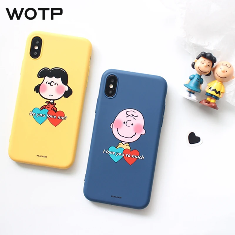 WOTP милый мультяшный парный Мягкий ТПУ чехол для телефона iPhone XS Max XR 6 6S 7 8 Plus X Мода