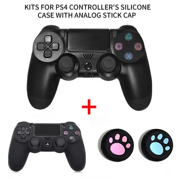 

Game accessories for Sony PS4 Dual-shock Controller's silicone case + 2pcs of PS4's Rubber Thumb stick Joystick Grips Cover Case