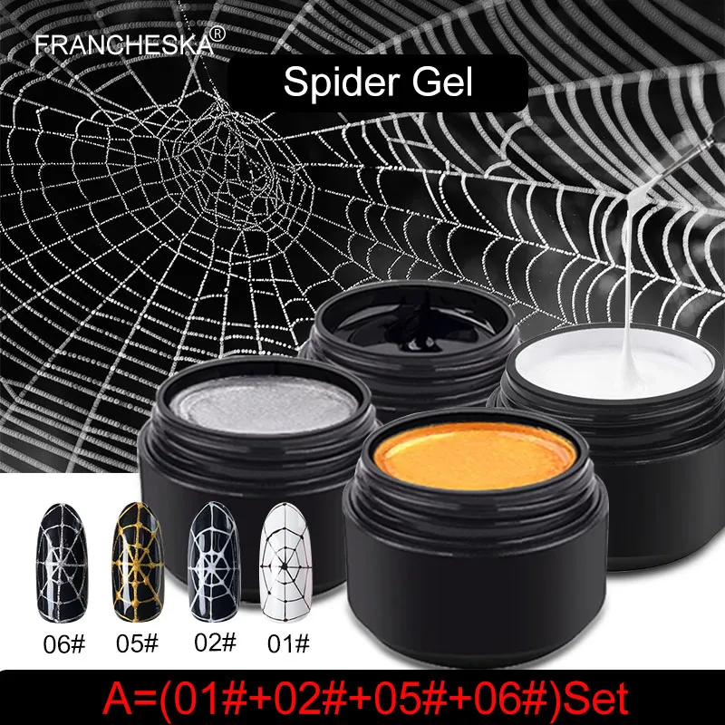 

Francheska 8ml Spider Gel Nail Polish Set Wire Line Silk Point Creative Pulling Painting UV LED Gellak Varnish Manicure Nail Art