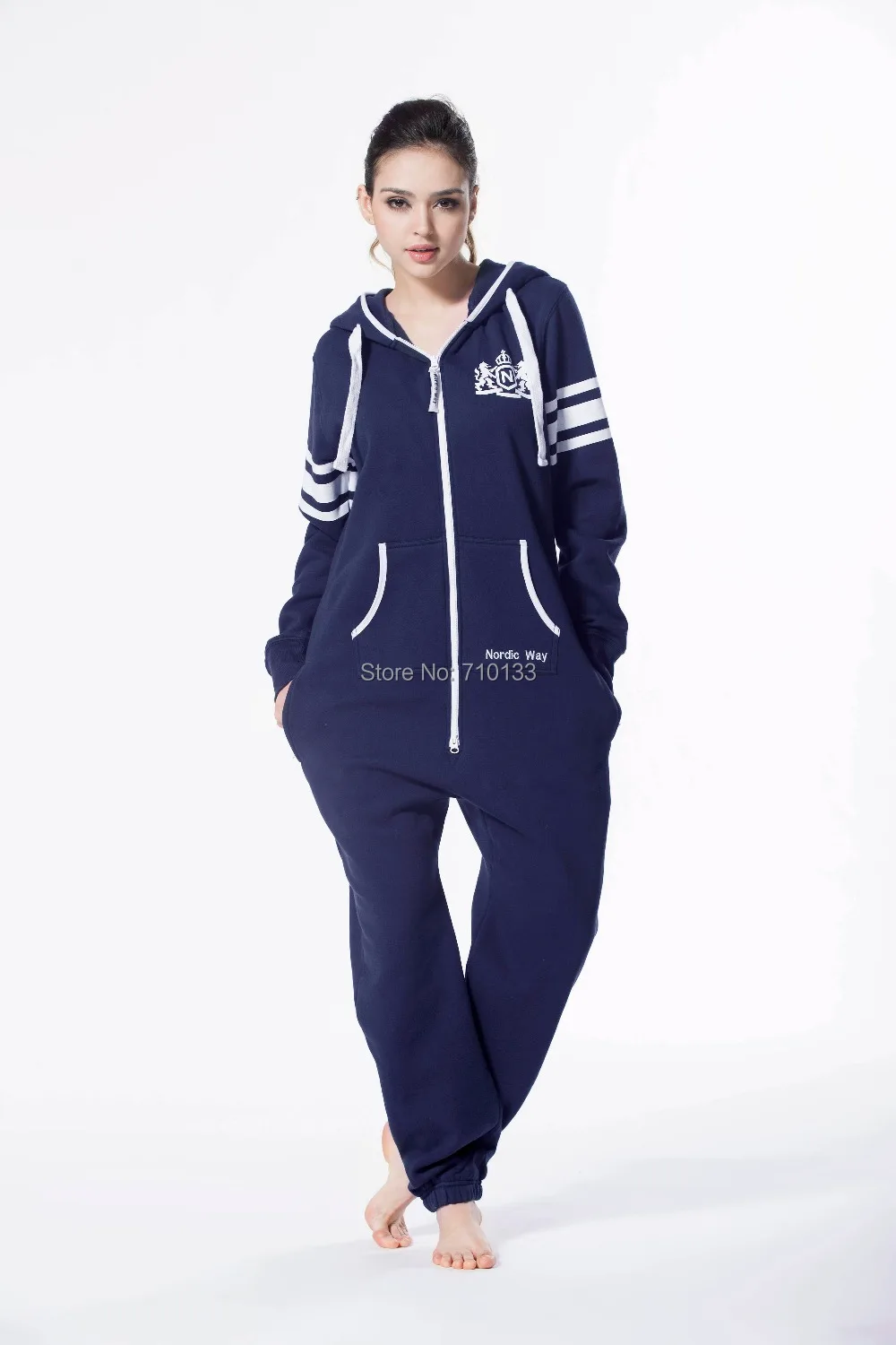 

Printed one piece jumpsuit jump in tracksuit playsuit zip hoody fleece nordic way romper for playing unisex clothes