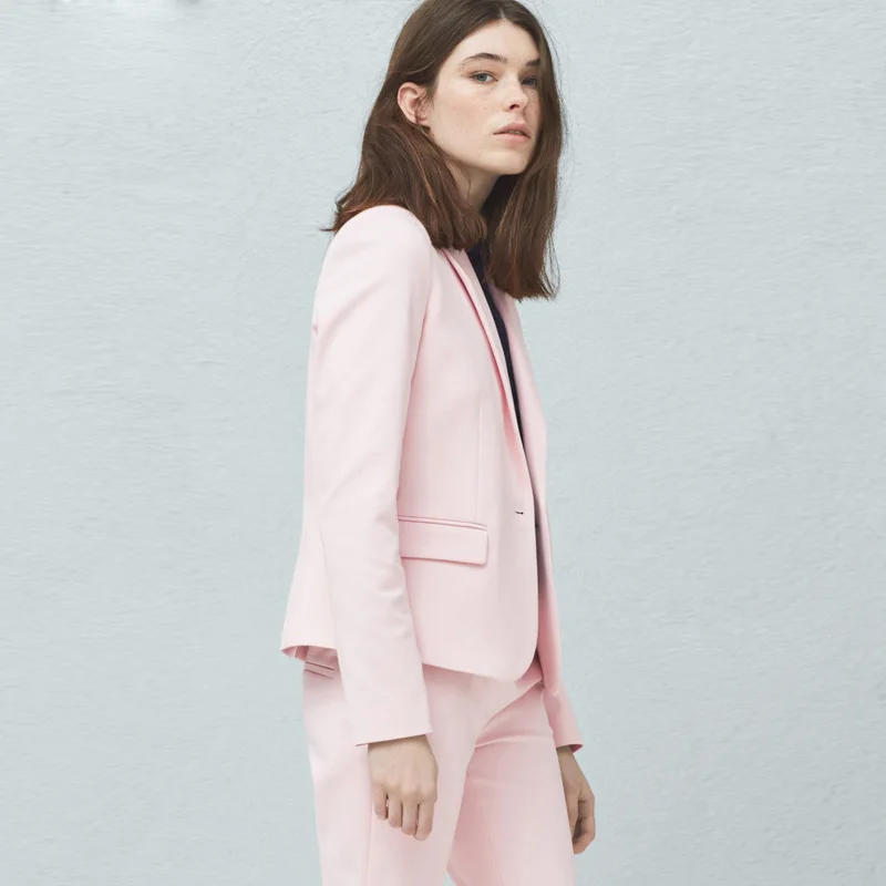 New Blazers Suit Solid Simple Women Pants Suits 2 Two Piece Sets Long Slim Jacket & Pants Female High quality business attire A