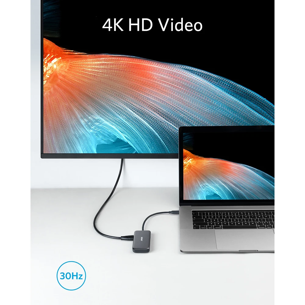 Anker USB C 5-en-1 Adaptador de USB-C y 4K USB tipo C a HDMI SD/TF lector de tarjeta 2 puertos USB