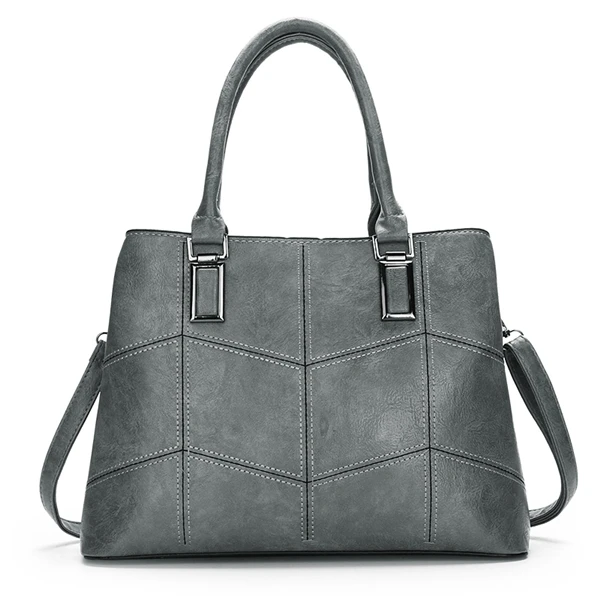 Women Luxury Leather Handbags High Quality Women Bags Designer Ladies Shoulder Bag Woman Big Tote Messenger Bags For Women - Цвет: Gray