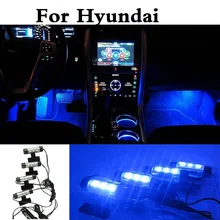 New 4x3LEDs Car Interior Lamp Decorative Atmosphere Lights Styling For Hyundai Getz Grandeur i10 i20 i30 i40 Maxcruz Veracruz XG