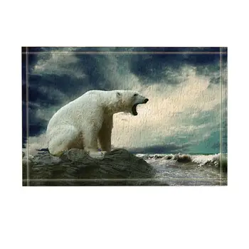 

Seaside Decor, Bear Roar at the Sea under Storm Bath Rugs, Non-Slip Doormat Floor Entryways Outdoor Indoor Front Door Mat