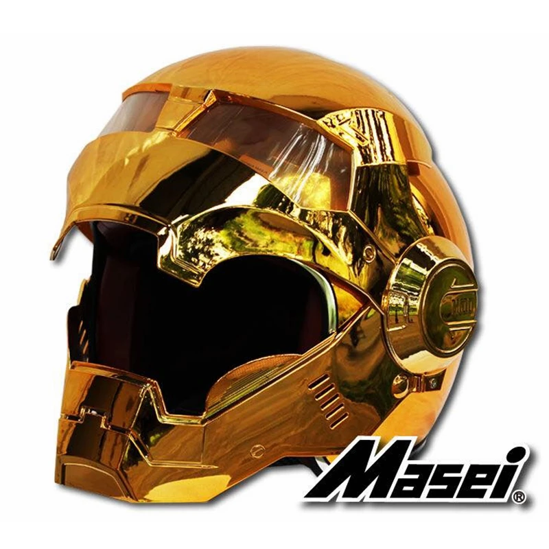 - MASEI 610 electroplate Bronze plating Chrome IRONMAN Iron Man helmet motorcycle helmet half open face helmet ABS motocross