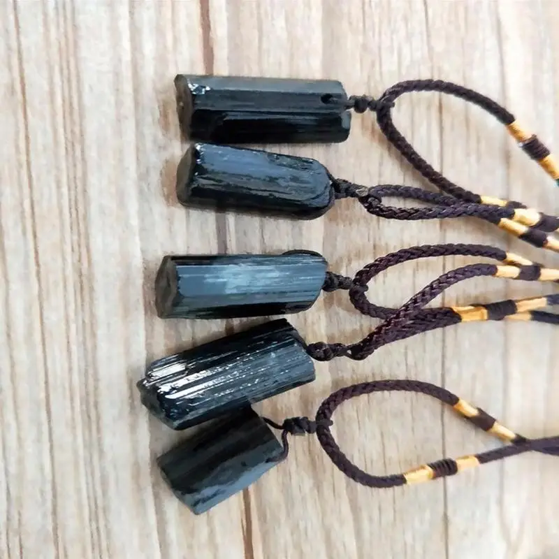 Натуральный черный турмалиновый камень ожерелье подвеска черный турмалин Камень руды образец модные ювелирные изделия аксессуары подарок