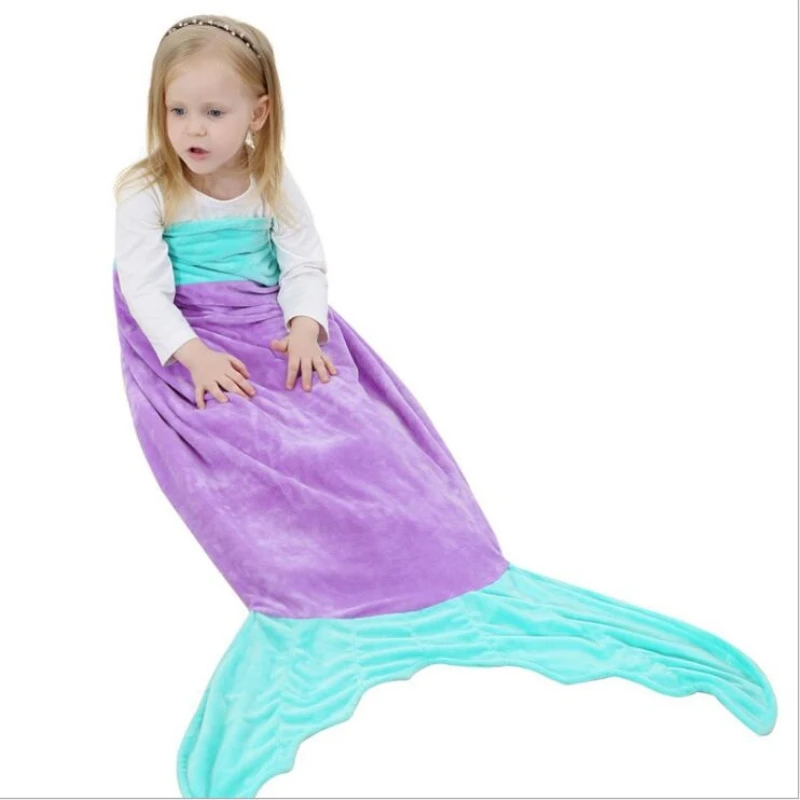 

New Arrival Outdoor/Travel/Home Mermaid Comfort Flannel Kids Animal Sleeping Bag Pajamas Quilt Velvet Blanket