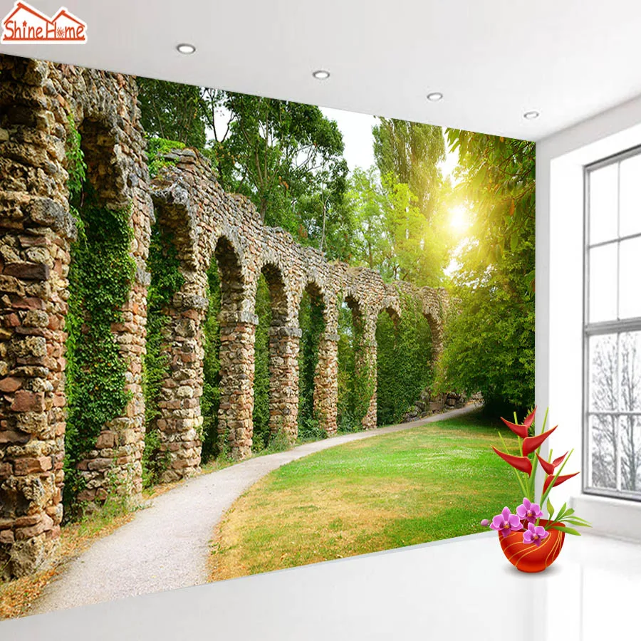 

ShineHome-Large Custom 3d Wallpapers for 3 d Dinning Living Room Building Garden Wall Paper Mural Rolls Wallpaper TV Home Decor