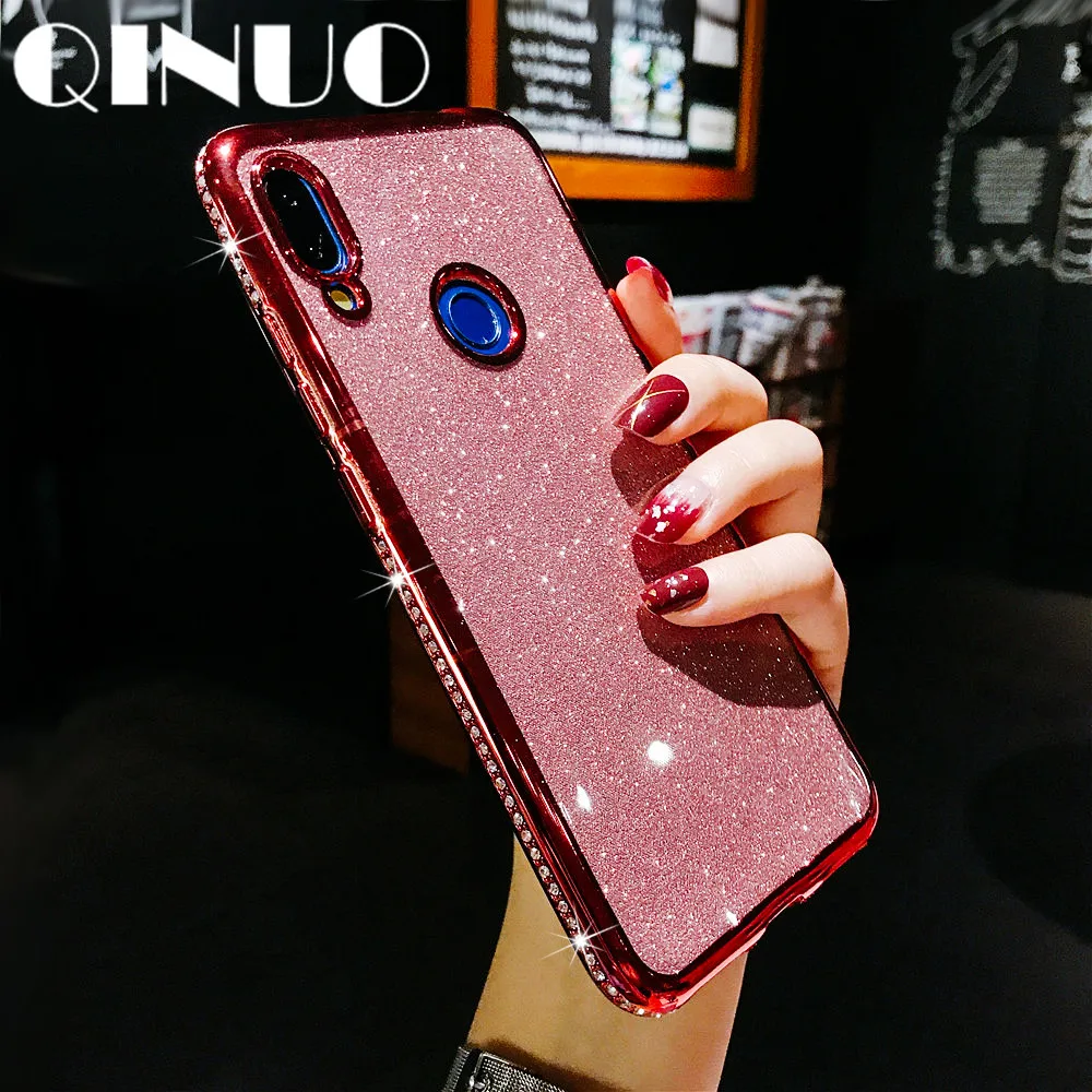 Мягкий силиконовый чехол со стразами для Xiaomi Redmi Note 8 7 5 Plus блестящий с