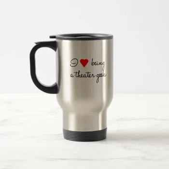 

Funny I Love Being a Theater Geek Travel Mug Stainless Steel coffee Cup with Handle - Great Gift Mugs 14 Ounce
