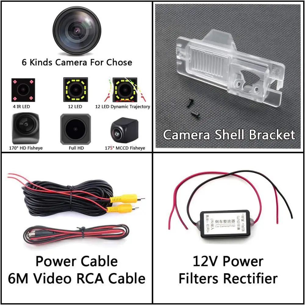 175 градусов рыбий глаз MCCD 12LED HD камера заднего вида для Ssangyong Rexton Kyron Korando Actyon монитор парковки автомобиля - Название цвета: Camera with Filters