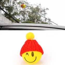 Новинка 2017 года желтый Happy Smiley Уход за кожей лица с шерстью шляпа автомобиль Телевизионные антенны пера Топпер антенна мяч автомобиль