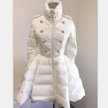 New Women Down Jackets Warm Long Coat Swing Ladies Outwear Double-breasted Padded Coat