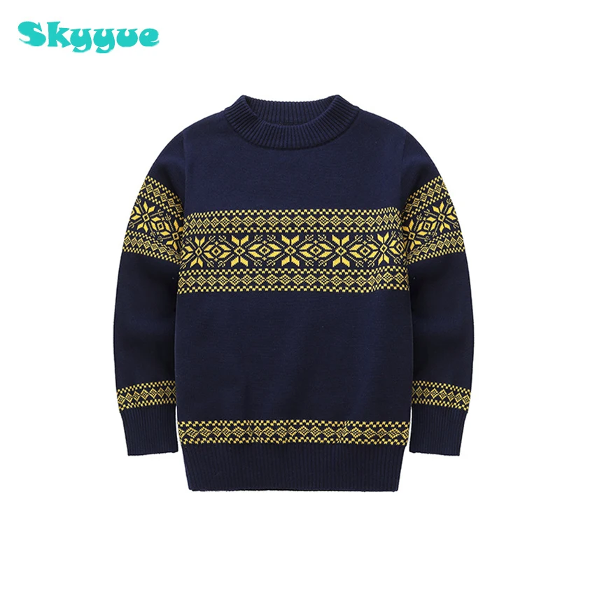 

Autumn 2018 Knitted teen Boys Sweaters Students Children Clothes O-neck kids Thick christmas pullover sweater