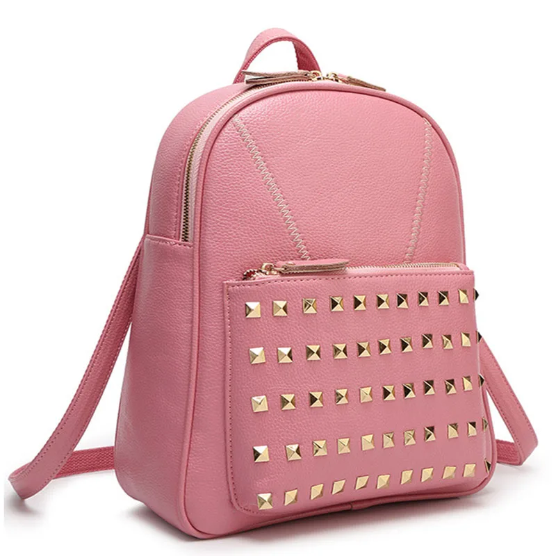 

Hot Selling! Luxury Rivet Women's Backpacks bag High Quality Pu Leather Lady bags Brand Women Double Shoulder bag Schoolbag New