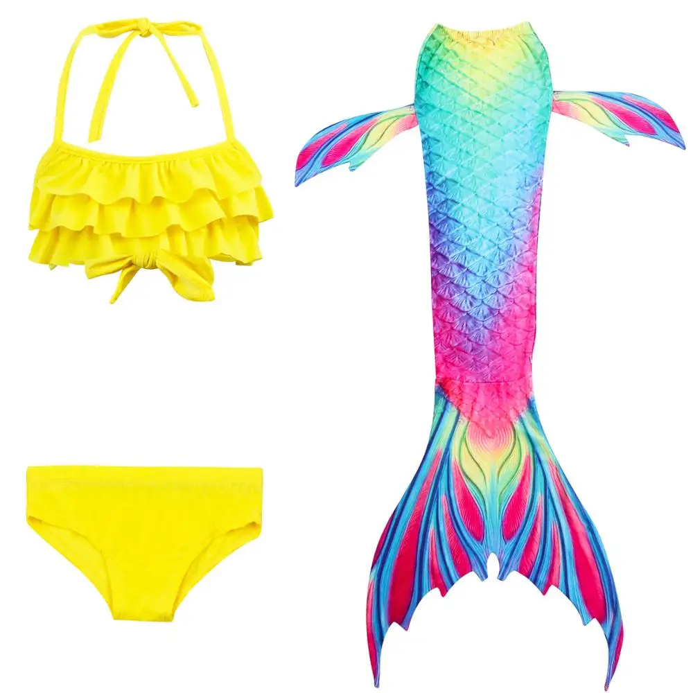 

Girl Mermaid Tail Swimsuit Mermaid Costume Mermaid Can Be Loaded With Monofin Free Top+skirt+underpants 3pcs