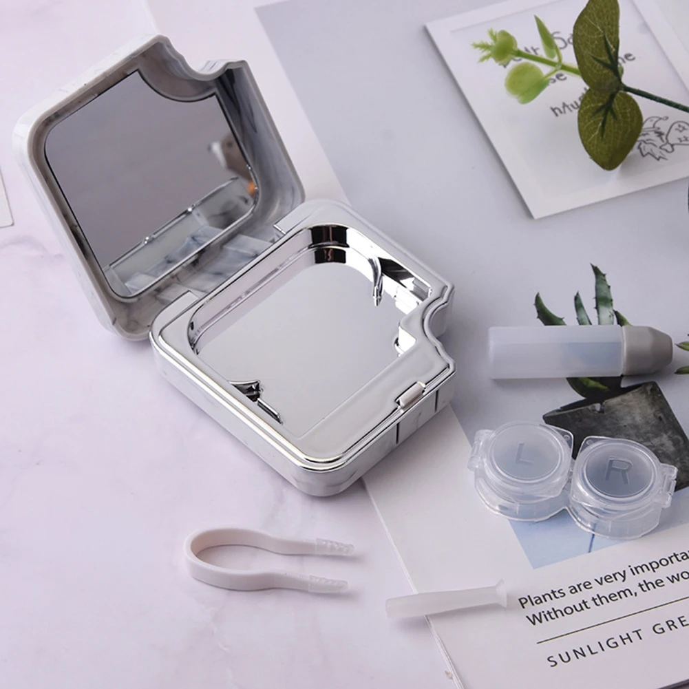Нордический стиль косметические контактные линзы mate Box Простой Близорукость очки коробка мраморные контактные линзы чехол цветная сумка