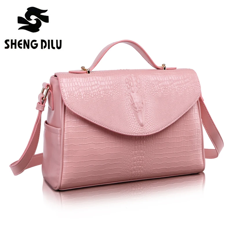 

2016 High Quality 100% Genuine Leather Women's Brand Messenger Bags Fashion Crocodile Pattern Hand Bag Girl's Envelope Bag