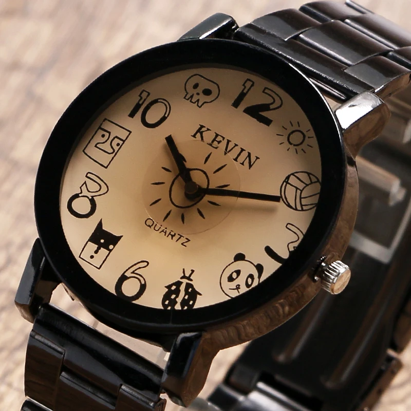 KEVIN Women ExquisiteWrist Watch Cartoon Round Dial Novelty Simple