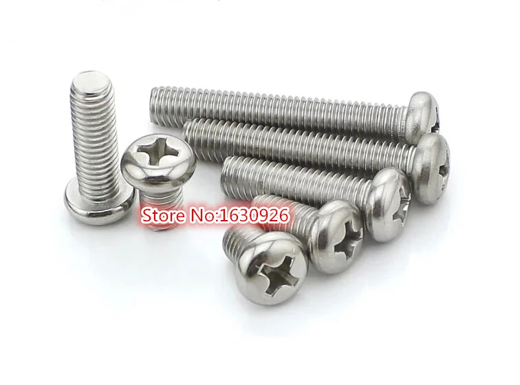 

Free Shipping 100pcs/Lot GB818 M2.5x6 mm M2.5*6 mm 304 Stainless Steel Phillips Cross recessed pan head Screw