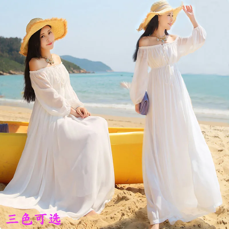 

2017 Pregnant Maternity Women Photography Fashion Props Chiffon Dress Pure white Romatic Fancy Beach Baby Shower Free shipping