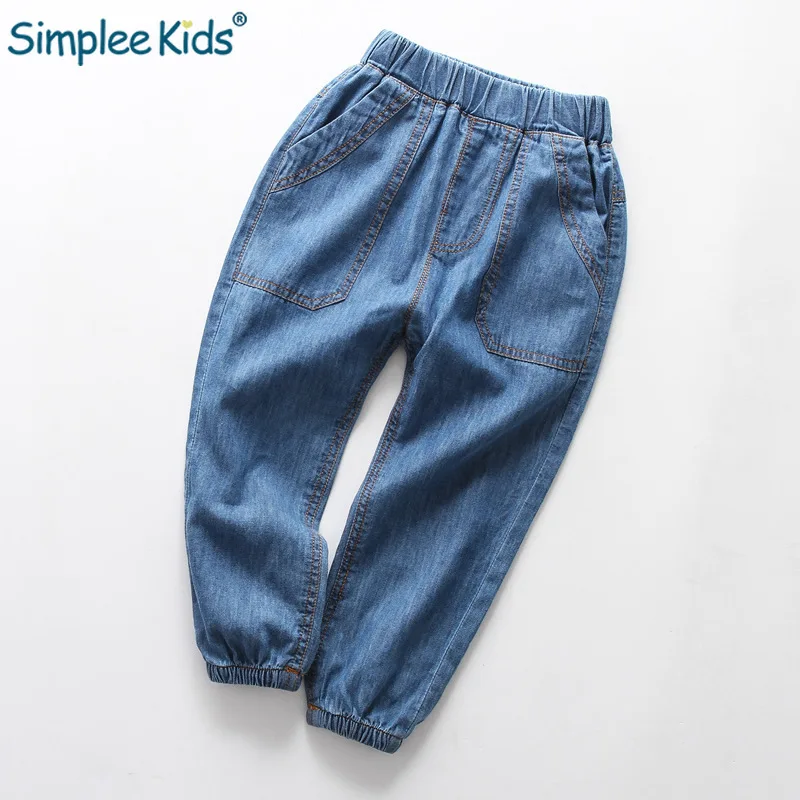 Джинсы для мальчиков весенне-летняя тонкая детская джинсовая одежда повседневные джинсовые детские штаны для маленьких девочек Джинсы для мальчиков, брюки для детей от 2 до 10 лет