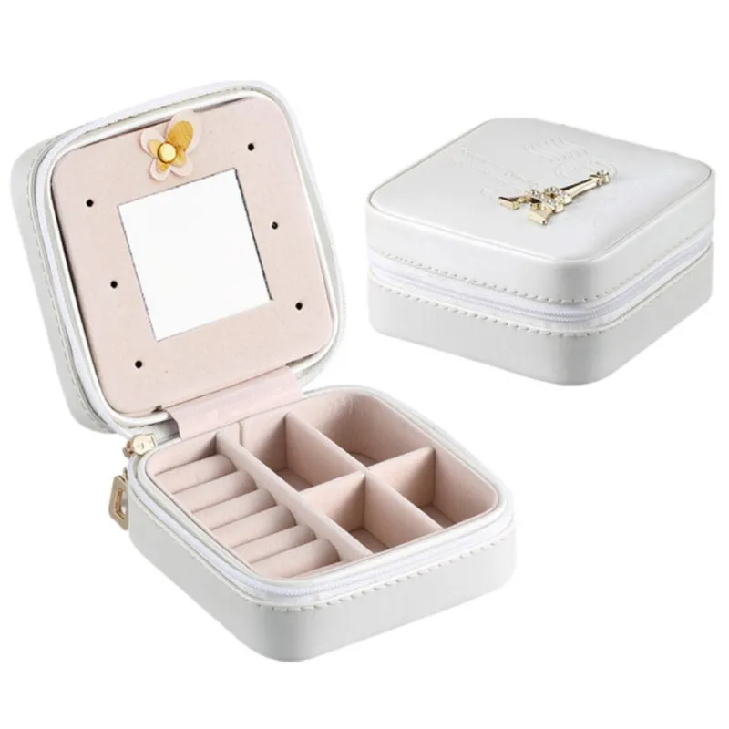 Portable Women Leather Gift Boxes Jewelry Necklace Storage Organizer Zipper Portable Festival Rings Packaging Display Case Portable Women Leather Gift Boxes Jewelry Necklace Storage Organizer Zipper Portable Festival Rings Packaging Display Case