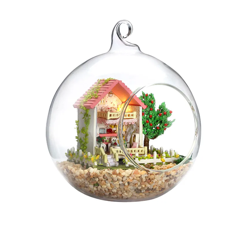 

DIY Dollhouse With Furnitures Glass Ball Micro Landscape Craft Ornament Handmade Gift Toys Mini-Sweet Thought And Wish G007 #E