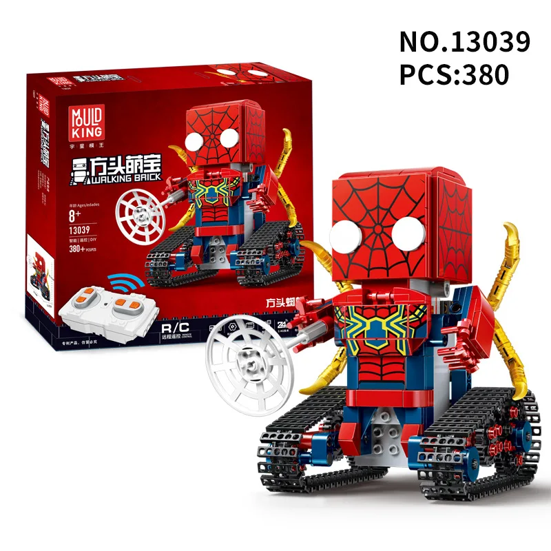 

Diy Building Blocks Marvel Spiderman Motor Power Function Remote Control Walking Robot Model Compatible with L Brand Toys Gift
