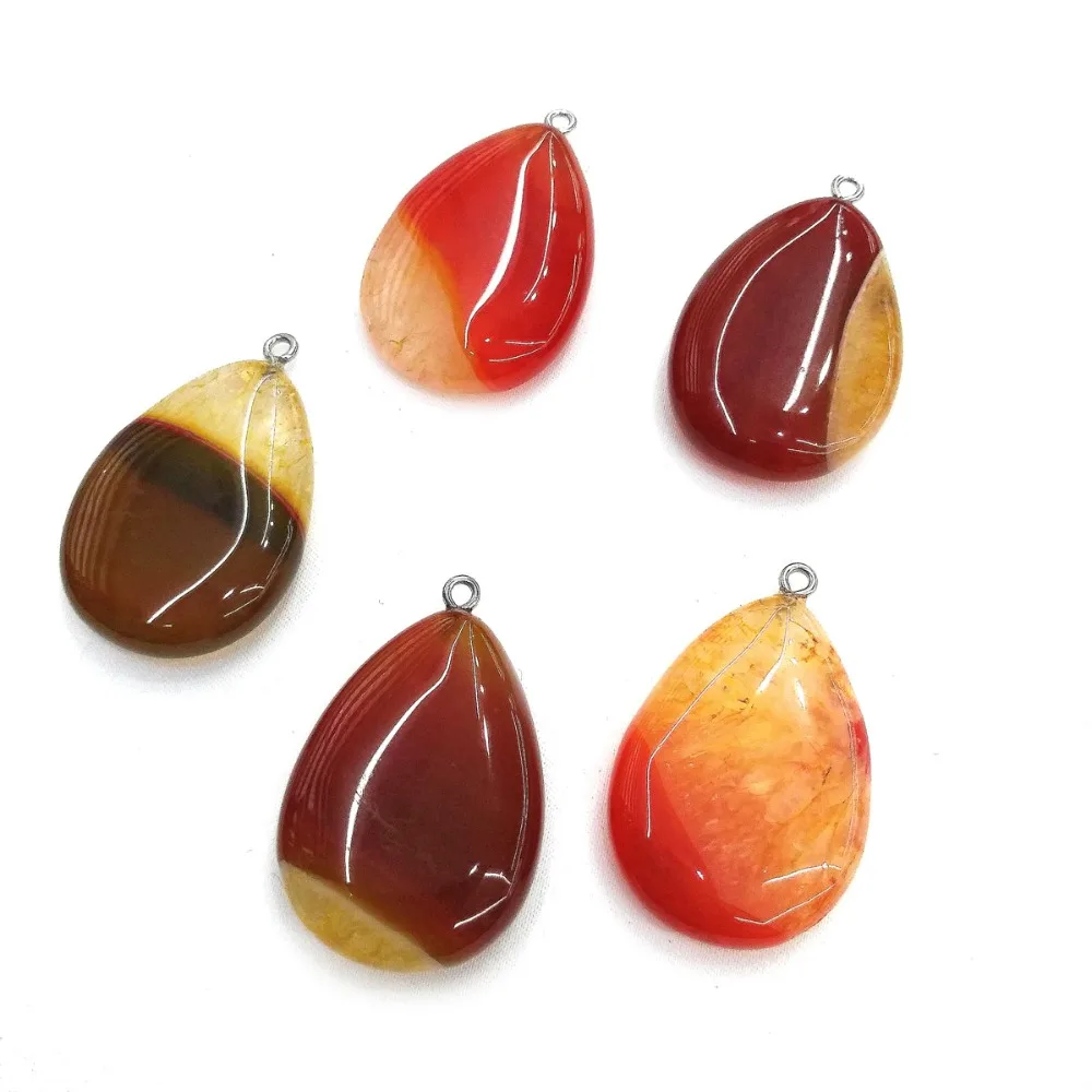 

Natural stone pendants DIY jewelry water drop shape red agates necklace pendant size 25x40mm