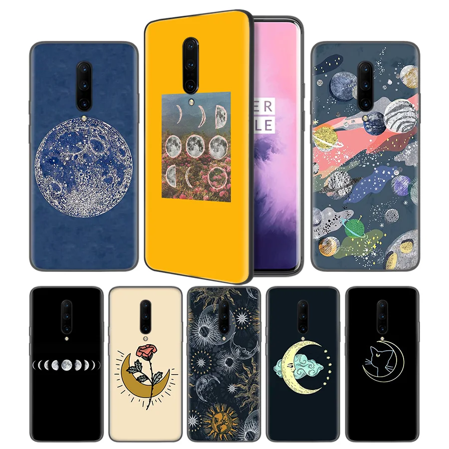 Floral Phases of the Moon Soft Black Silicone Case Cover for font b OnePlus b font