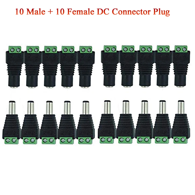 10 Male 10 Female DC Connector Plug 12V Barrel Power Jack Adapter Connector for CCTV Security Camera LED Strip Light DVR Car Rea anpviz 8ch 4k 8mp poe ip security system plug