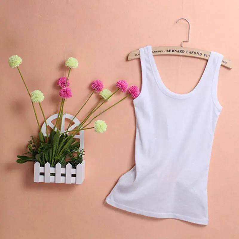 

Women Sexy Soft Tops Solid Sleeveless U Croptops Hot Cropped Top Vest Camisole For Ladies 5 Colors