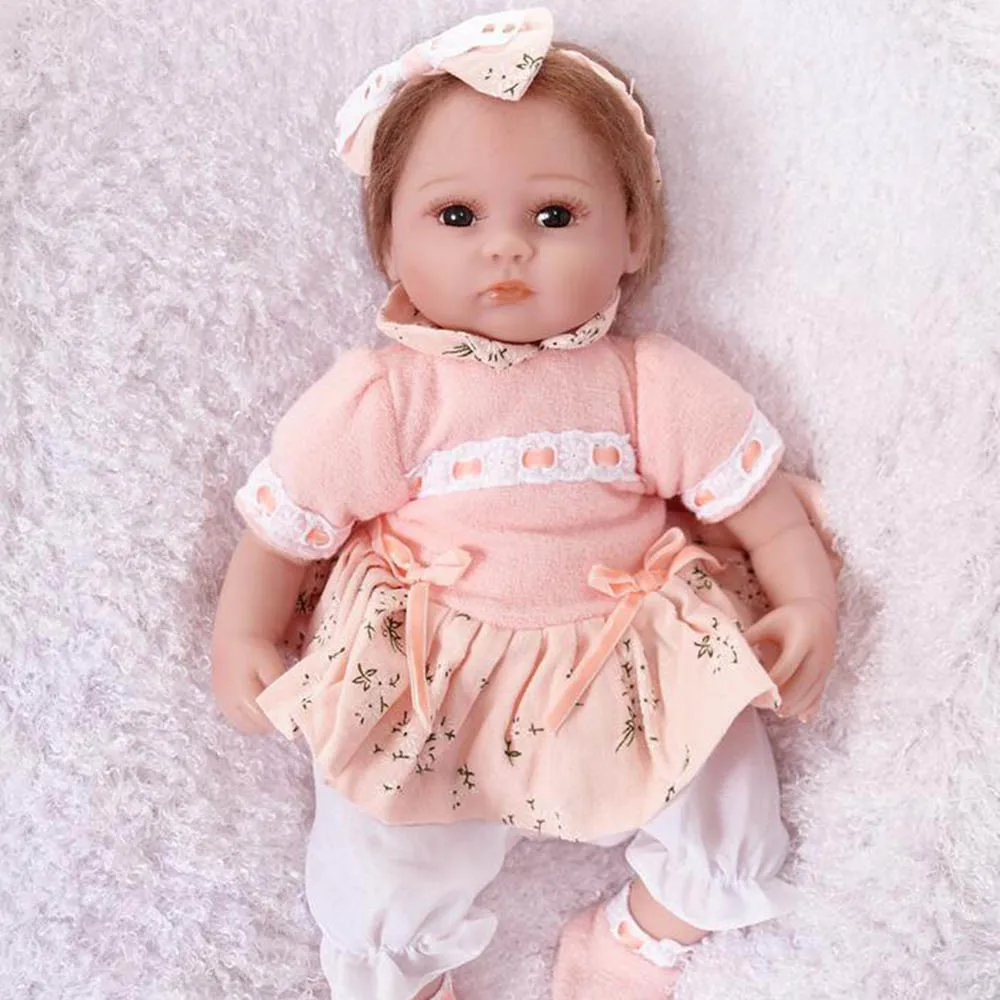 

42cm Lovely Girl Doll Soft Silicone Baby Reborn Dolls Toys for Children Christmas Birthday Gift