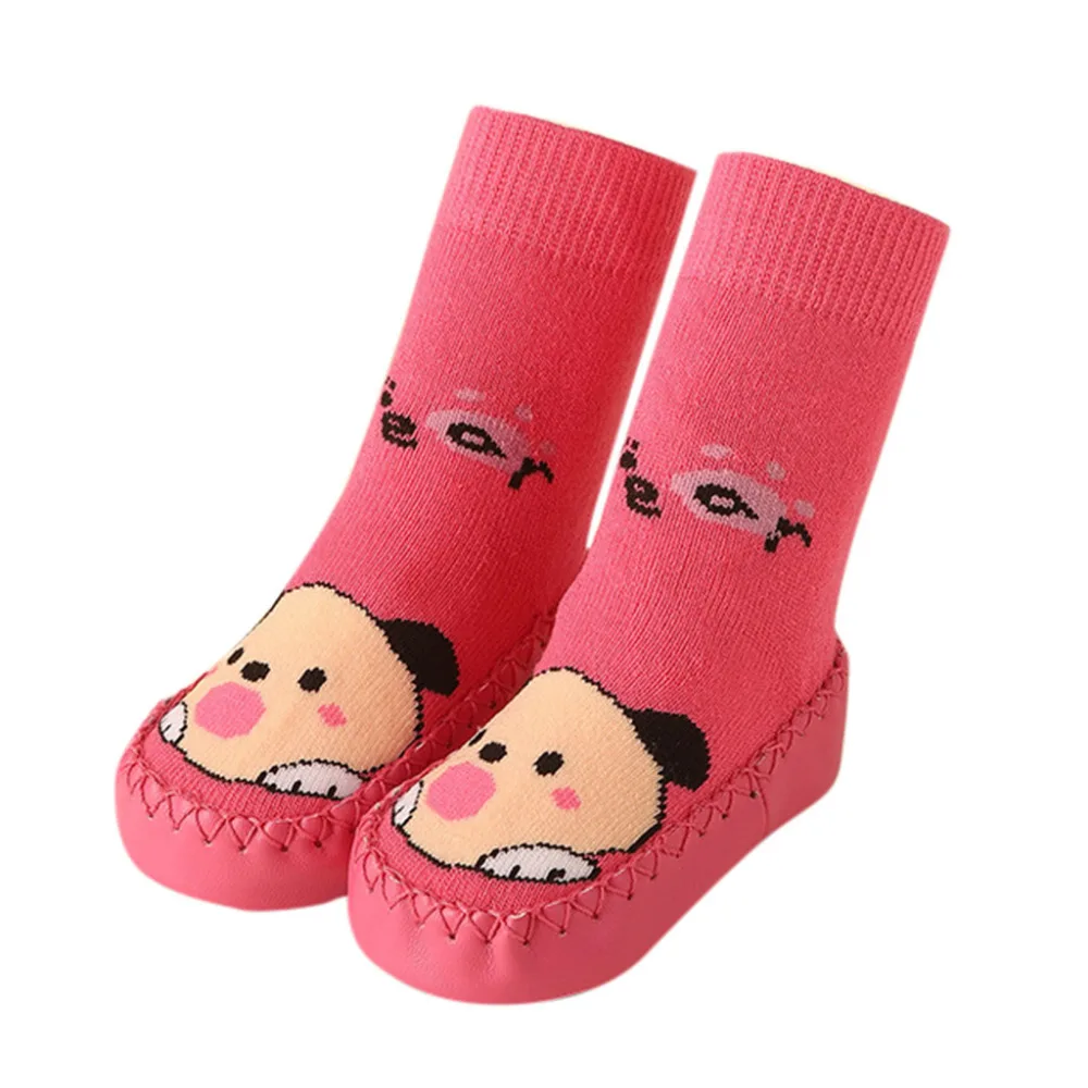 Детские носки для малышей милые хлопковые мягкие носки унисекс с рисунками из мультфильмов, нескользящий для дома, Тапочки, носки нескользящие, L0716