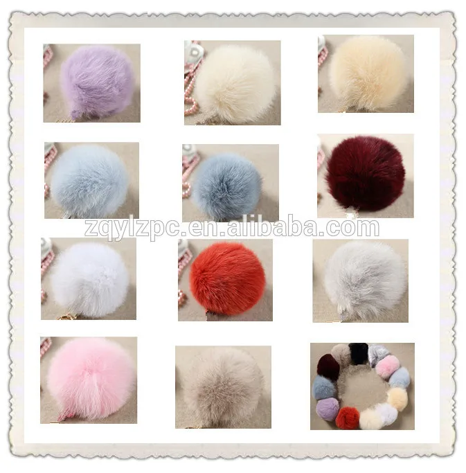 

2016Colorful Dyed Customize Real Fox Fur Pom Poms / Pompom Keychain
